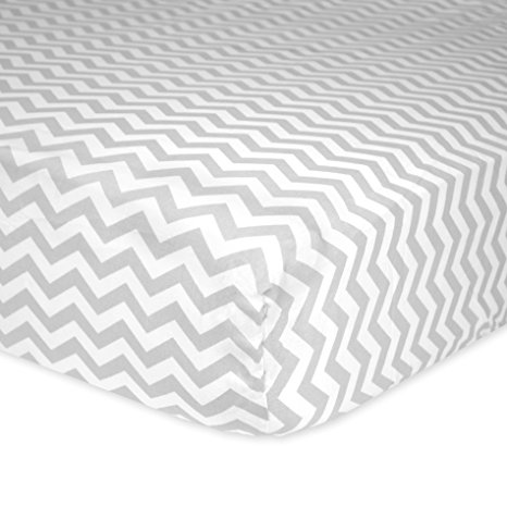 Carter's Cotton Fitted Crib Sheet, Smoke Grey Chevron