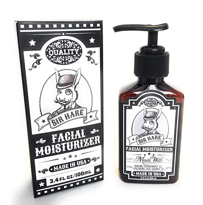 Face Moisturizer for Men | Daily Face Lotion- Excellent for All Skin Types | Sir Hare 3.4 fl oz | Natural and Vegan- Infused with Anti-Aging Ingredients