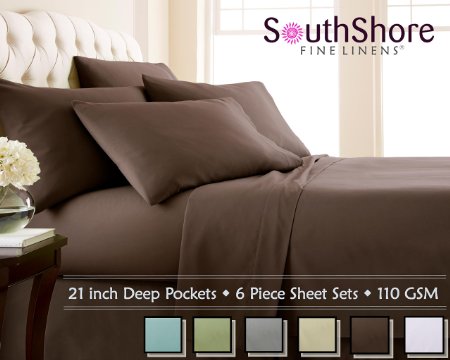 Southshore Fine Linens 6 Piece - Extra Deep Pocket Sheet Set - CHOCOLATE BROWN - King