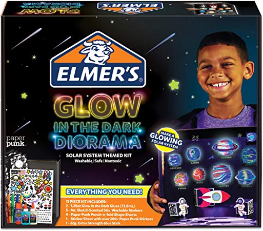 Elmer’S Glow in The Dark Diorama | Solar System Kit and Diorama Supplies, Elmer’S Glow in The Dark Glue, Mr. Sketch Scented Markers, Paper Punk Planets and Stars Sticker and Shape Sheets, 13 Count