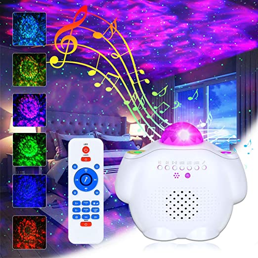 Star Projector Night Light Galaxy Projector Sky Lights Laser Starry Projector with Bluetooth Speaker LED Nebula Cloud Light Music Ocean Wave Projectors for Bedroom Game Room Ceiling Party Ambiance Kid