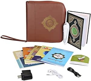 Digital Holy Quran Pen Exclusive Word-by-Word Function for Kid and Arabic Learner Downloading Many Reciters and Languages Digital Qu'ran Talking Pen 5 Small Books Leather Bag