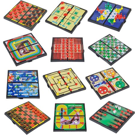 Magnetic Board Game Set by GAMIE - Includes 12 Retro Fun Games - 5" Compact Design - Individually Boxed - Teaches Strategy & Focus - Great for Road Trip/ Travel/ Camping - Best Gift for Kids Ages 6