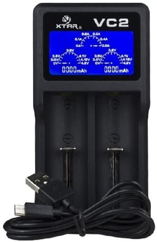 XTAR VC2 USB Battery Charger - 10440 14500 14650 16340 17335 17500 17670 18350 18490 18500 18650 18700 20700 21700 22650 25500 26650 Li-Ion Battery Charger