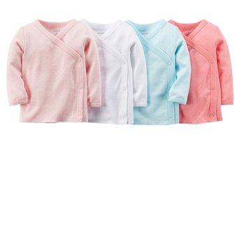 Carters Baby Girls' Side Snap Pointelle Tee - 4 Pack