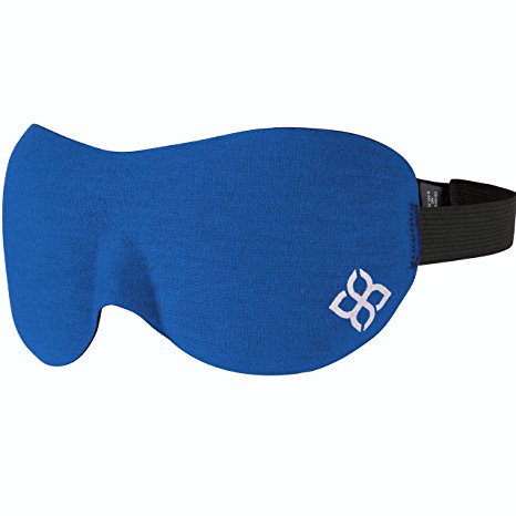 Sleep Mask by Bedtime Bliss® - Contoured & Comfortable With Moldex® Ear Plug Set. Includes Carry Pouch for Eye Mask and Ear Plugs - Great for Travel, Shift Work & Meditation (Blue)