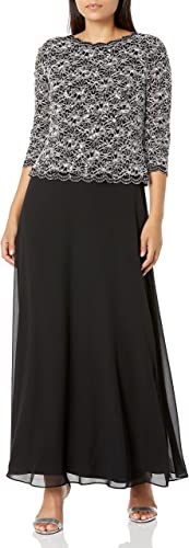 Alex Evenings Women's Long Mock Dress with Full Skirt (Petite and Regular Sizes)