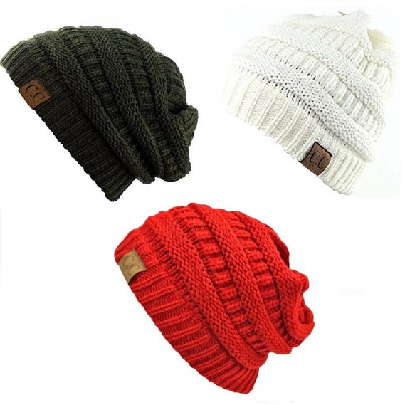 Trendy Warm Chunky Soft Stretch Cable Knit Slouchy Beanie Skully
