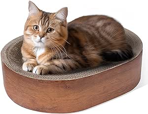 ComSaf Cat Scratcher Bed, Corrugated Cardboard Cat Scratch Bed Lounge Durable Long Lasting, Cat Scratch Pad Cat Scratching Board for Indoor Cats Protecting Furniture Sofa(Oval)