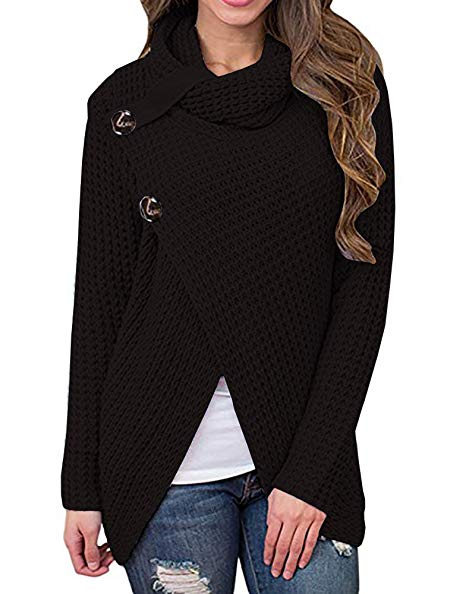 Inorin Womens Sweaters Casual Cowl Neck Chunky Cable Knit Wrap Pullover Sweater