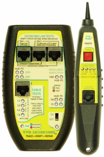 Triplett / Byte Brothers TVR10/100/1000K Network LAN Cable Tester RJ45 CAT5 CAT6 Base-T with Tone Generator and Probe