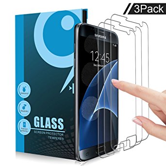 Liwin Samsung Galaxy S7 Screen Protector, Tempered Glass 3D Touch Compatible, 9H Hardness , Bubble(3 Packs)