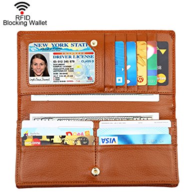 BIG SALE- 40% OFF-Dante Women RFID Blocking Ultra Slim Real Leather Wallet-Clutch Wallet-Shield Against Identity Theft