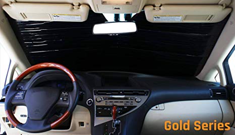 The Original Windshield Sun Shade, Custom-Fit for Hummer H3 SUV 2006, 2007, 2008, 2009, 2010, Gold Series