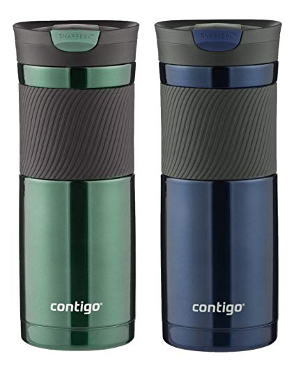 Contigo 20oz SnapSeal Byron Travel Mug, Greyed Jade & Monaco (2 Pack)