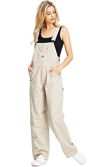 Revolt Women's Juniors Baggy Straight Leg Twill Overalls