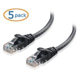 Cable Matters 5-Pack Cat6 Snagless Ethernet Patch Cable in Black 10 Feet