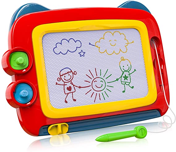 SLHFPX Magnetic Doodle Board Gifts for Boys/Girls Age 2 3 4 Kids, Writing Board Kids Toys for 2 3 4 Years Old Boys Girls Birthday Present for 2-4 Years Old Kids Red