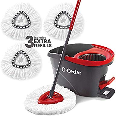 O-Cedar EasyWring Microfiber Spin Mop & Bucket System with 3 Extra Refills