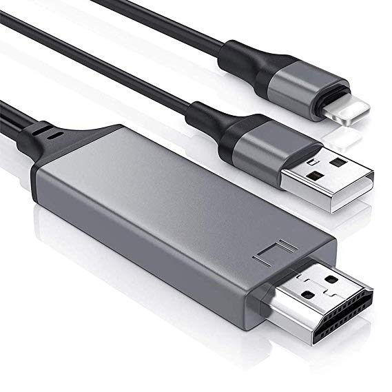 Mrkyy Compatible Cellphone to HDMI Cable Replacement for iPhone X/ 8/8 Plus/ 7/7 Plus/ 6s/ 6s Plus/ 6/6 Plus/ 5s/ 5c/ 5/ se, iPad Air/Pro/ Mini - Black