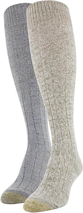 Gold Toe Women's Ultra Soft Recycled Cable Knee High Boot Socks, 2 Pairs
