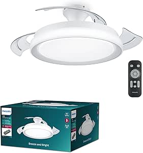 Philips Ventilador de Techo Bliss con luz LED 28W, motor DC (35W), temperaturas de color (2700K-4000K-5500K), Mando Incluido, color Blanco (versión 2024, instalación fácil)