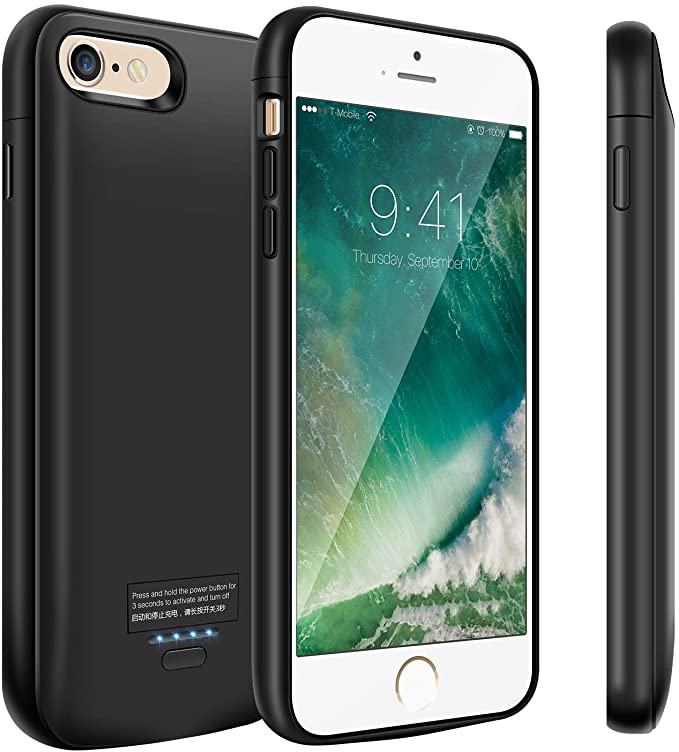 Battery Case for iPhone 8 Plus/7 Plus/6 Plus/6s Plus, 5500mAh Portable Charger Case, Rechargeable Extended Battery Charging Case for iPhone 8 Plus/7 Plus/6 Plus/6s Plus(5.5 inch)-Black