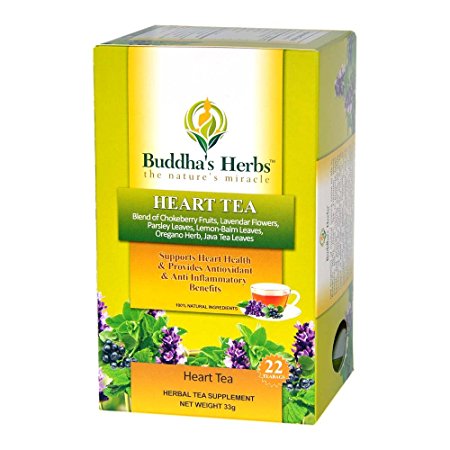 Premium Heart Tea - 22 cnt Tea Bags (2 Packs) - Herbal Tea for Heart Health with Chokeberry Fruits and Lavender Flowers