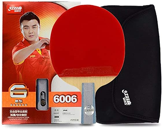 DHS Original 6-Star Table Tennis Racket (6002, 6006) with Rubber (Hurricane 8, Tinarc)   Bag Set Ping Pong Bat Tenis De Mesa