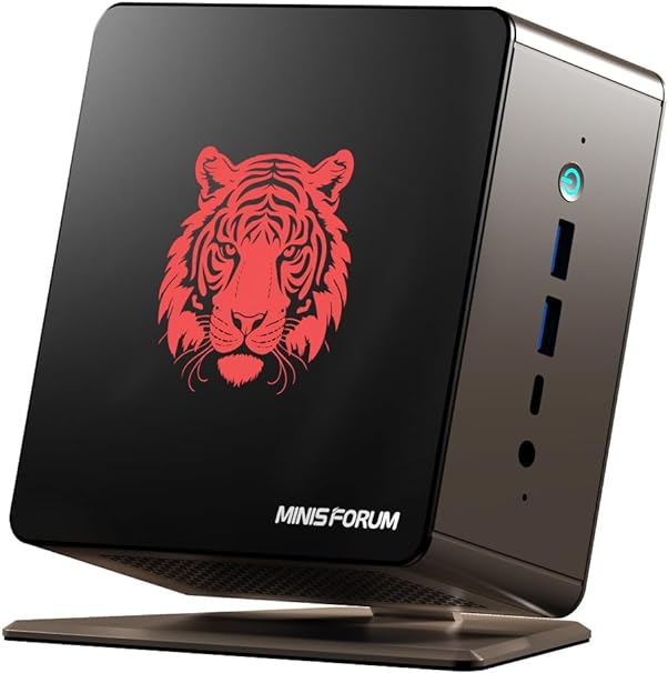 MINISFORUM UM780 XTX Mini PC AMD Ryzen 7 7840HS(8C/16T, up to 5.1GHz) 64GB DDR5 1TB PCIe4.0 SSD Micro PC, 2xUSB4,1xHDMI,1xDP Outputs,1xOCulink Port, 2x2.5G RJ45, 4xUSB3.2 RGB Backlight Tower(Gold)