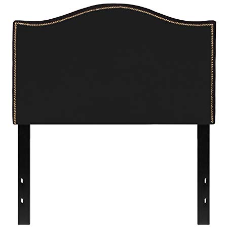 Flash Furniture Lexington Upholstered Twin Size Headboard with Accent Nail Trim in Black Fabric