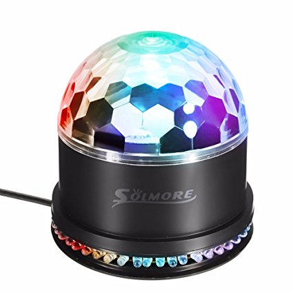 Party Lights, SOLMORE 12W RGB LED Stage Lights Dj Light Disco Strobe Light Sound Actived Crystal Magic Ball Rotating Light for KTV Xmas Party Wedding Home Show Club Pub