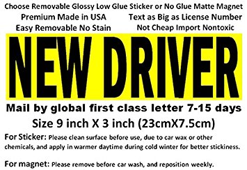 NEW DRIVER magnet for student driver, easy removable and re-usable. Size 9 inch X 3 inch, premium outdoor quality, big text font. Not reflective so no glares at night comparing to reflective ones (1)
