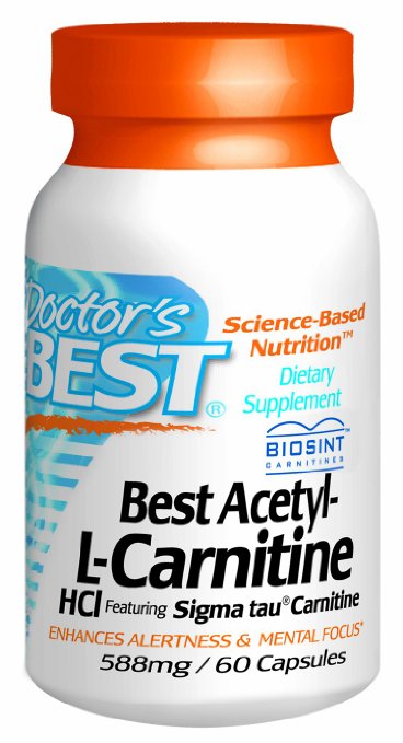 Doctors Best Best Acetyl L-carnitine Featuring Sigma Tau Carnitine 588 Mg Capsules 60-Count
