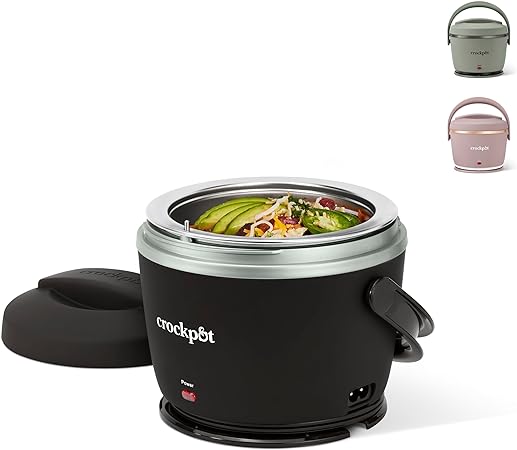 Crock-Pot Electric Lunch Box, Portable Food Warmer for On-the-Go, 20-Ounce (591 mL), Licorice Black, One Size