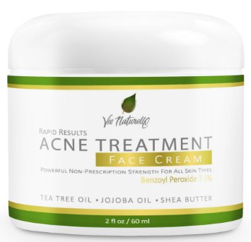 Acne Treatment Cream - Topical Anti Acne Medication - Witch Hazel, Tea Tree Leaf, Jojoba Oil, Almond Oil, Shea Butter With Benzoyl Peroxide 7.5% - 2 oz/60ml