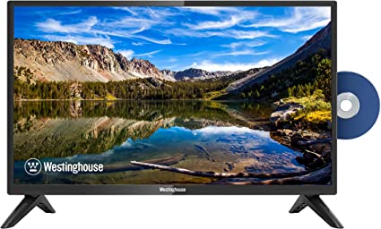 Westinghouse 24" HD Small TV with Built-in DVD and V-Chip, Slim, Compact 720p LED Flat Screen TV, HDMI, USB, and VGA Compatible, High Definition 24 Inch TV for Kitchen or RV Camper, 2022 Model