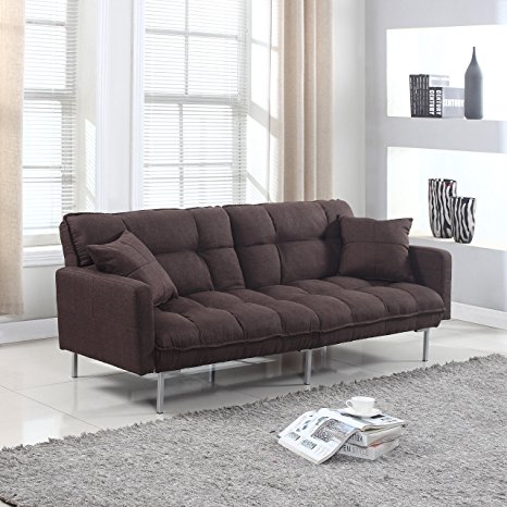 Modern Plush Tufted Linen Fabric Sleeper Futon