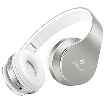 Bluetooth Wireless Stereo Headphones On Ear Waterproof Noise Reduction Earphones P16 with Microphones and Volume Control(Silver)