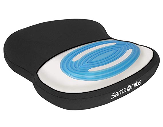 Samsonite SA6020 - Seat Cushion with Cooling Gel [Cooling effect is subjective, and varies by personal sensitivity] - Premium Memory Foam - Fits Most Seats - Non-Slip Bottom - Extra Thick