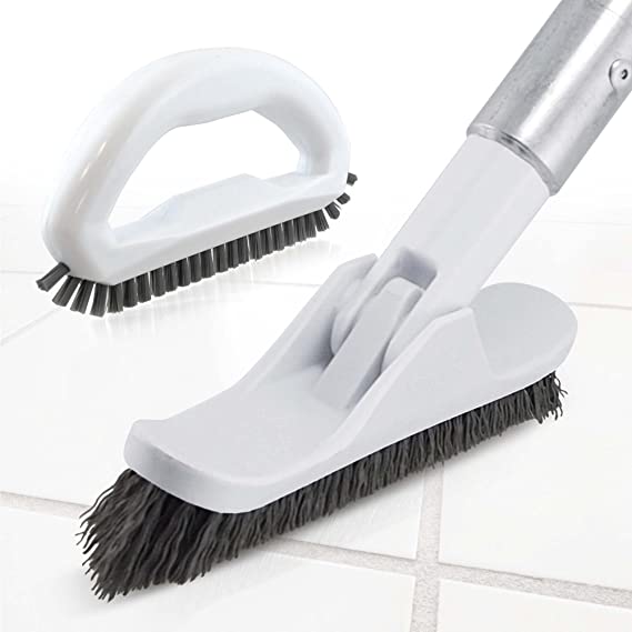 Heavy Duty Grout Brush with Long Handle - Shower, Floor, Tile, Kitchen, Bathroom Grout Scrub Handled Tool - Cleaning Brushes Supplies for Bathroom, Kitchen