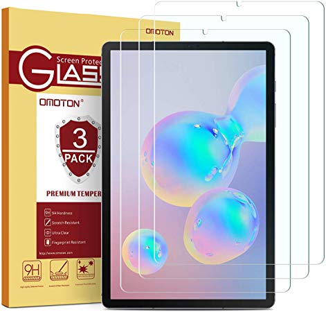 OMOTON [3 Pack] Screen Protector for Samsung Galaxy Tab S6 T860, T865 2019/ Tab S5e T720,T725 (10.5 Inches), Tempered Glass with [9H Hardness] [Crystal Clear] [Scratch Resist] [No-Bubble Installation]