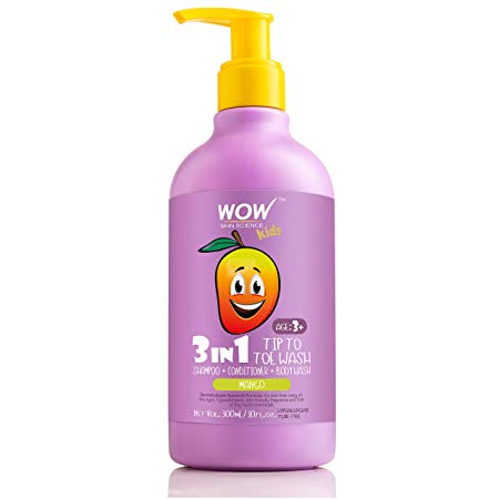 WOW Kids Tip to Toe Wash - Shampoo - Conditioner - Body Wash - No Sulphates & Parabens - Mango, 300 ml