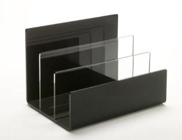 Unum Black and Clear Cast Acrylic Desktop File Organizer, 9 x 7 x 6.5 Inch