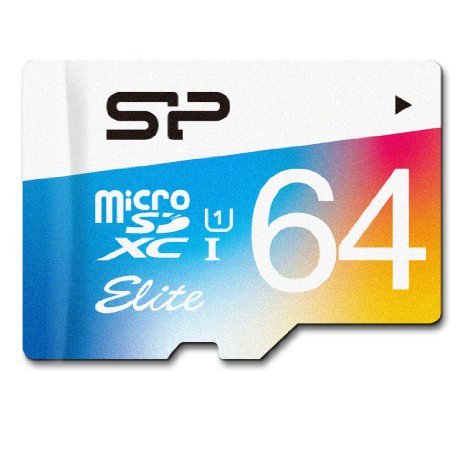 Silicon Power 64GB Elite MicroSDXC UHS-1 Class 10 Read up to 85MBs Flash Memory Card with SD Adapter SP064GBSTXBU1V20SP