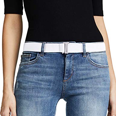 No Show Women Stretch Belt Invisible Elastic Web Strap Belt with Flat Buckle for Jeans Pants Dresses.