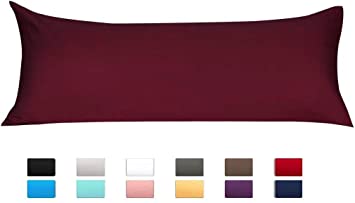 Body Pillow Cover 20X54 Body Pillow Case Wine Cotton Body Pillow Cover With Zipper Closer Premium 500 Thread Count 100% Egyptian Cotton Hotel Quality 1-Pieces Body Pillowcase 20x54 - Wine Solid