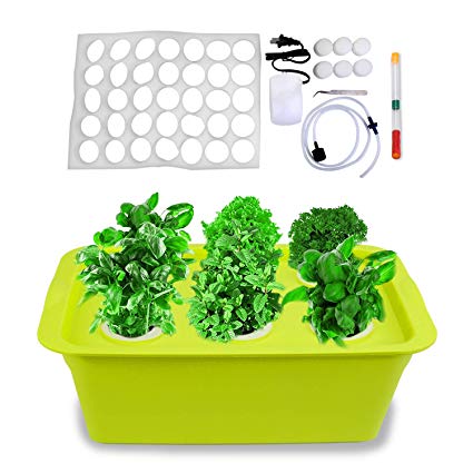 Freehawk Hydroponic System Growing Kit with Air Pump 6 Holes Soilless Cultivation Seeding Plant Grow Box Garden Cabinet Box for Herbs, Seeds, Lettuce, Vegetables