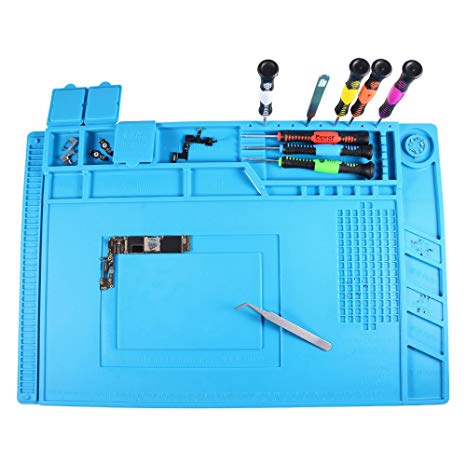 Magnetic Heat Insulation Silicone Mat Repair Kit,Heat-resistant Soldering Mat Silicone Heat Gun BGA Soldering Station Insulation Pad Repair Tools for Mobile Phone and Computer Repair (17.7"11.8")