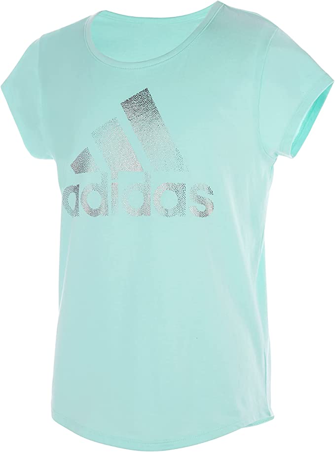 adidas Girls' Short Sleeve Cotton Scoop Neck Tee T-Shirt